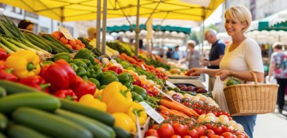 femme blonde au marché