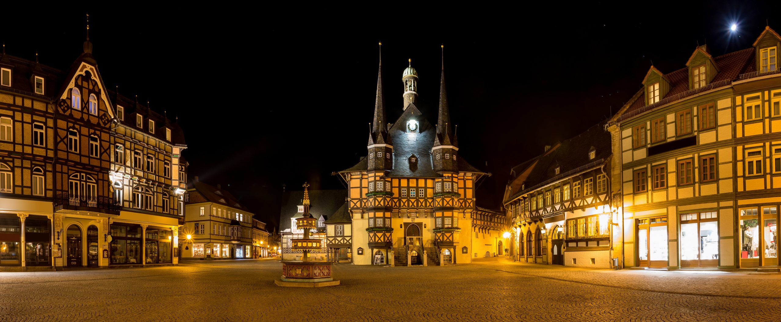 historic wenigerode at night high definition panorama