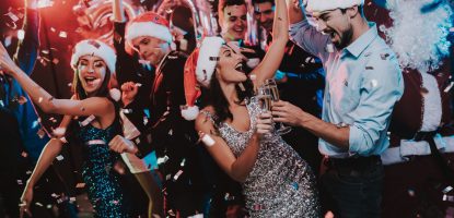 Happy Young People Dancing on New Year Party.
