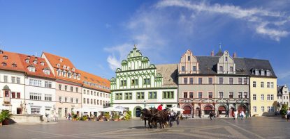 Weimar Markt mit Kutsche