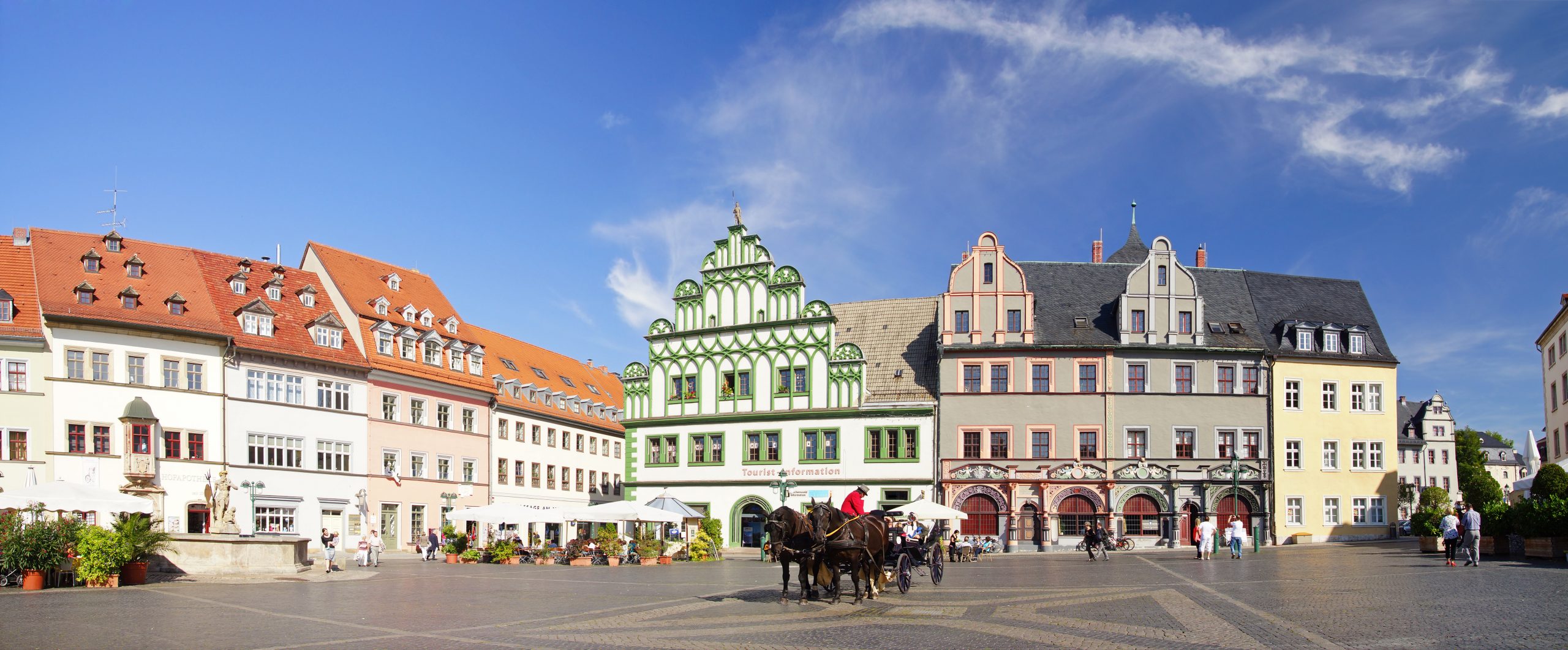 Weimar Markt mit Kutsche
